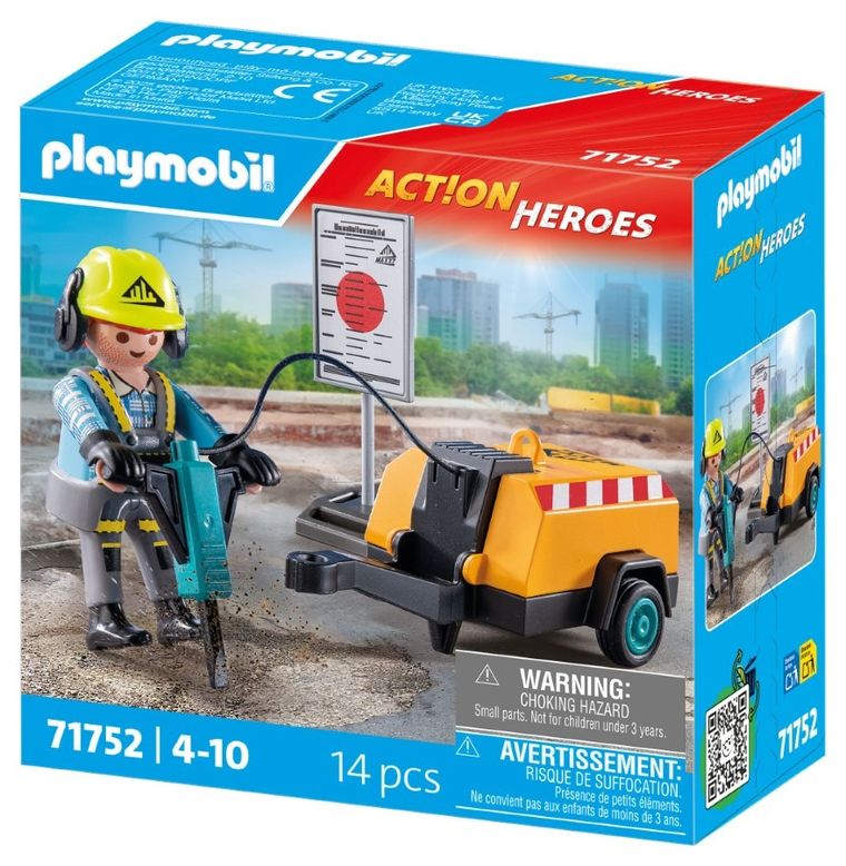Playmobil, Action Heroes, Constructor cu ciocan pneumatic, 71752