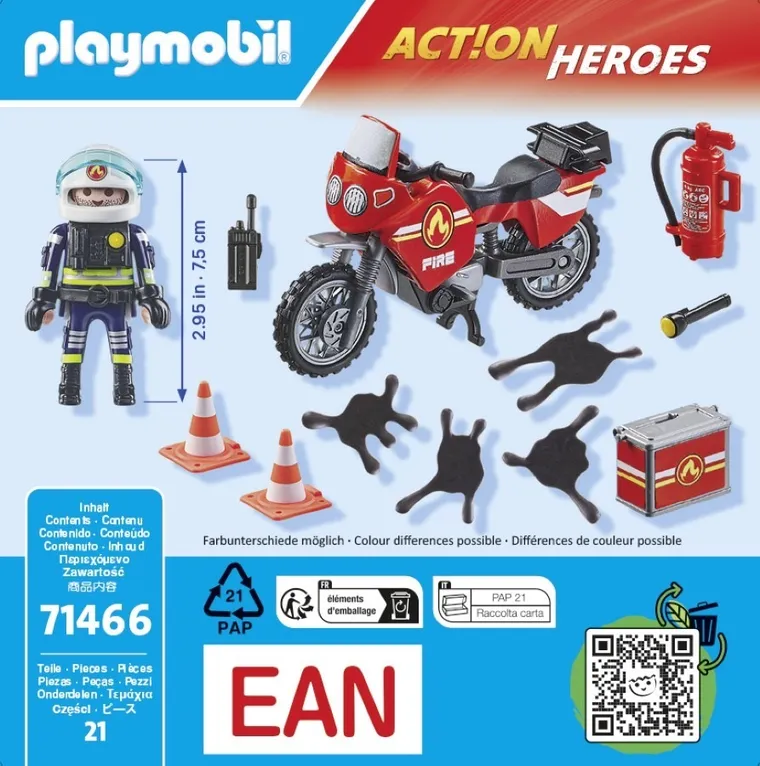 Playmobil, Action Heroes, Motocicleta de pompieri la locul accidentului, 71466