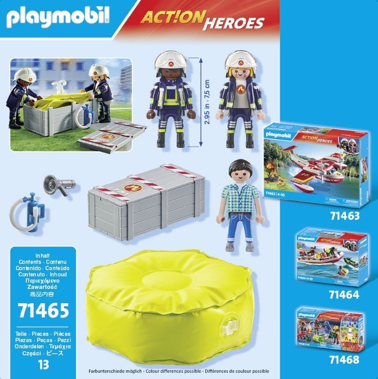 Playmobil, Action Heroes, Pompieri cu saltea de salvare, 71465
