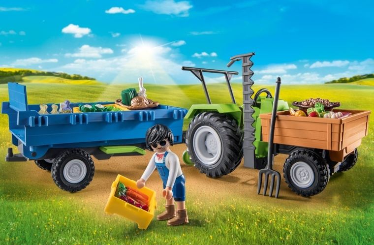 Playmobil, Country, Tractor cu remorca, 71249