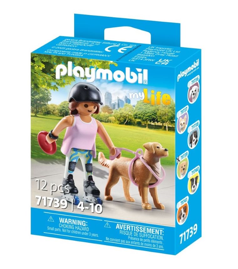 Playmobil, My Life, Skaterita cu catelus Golden Retriever, 71739