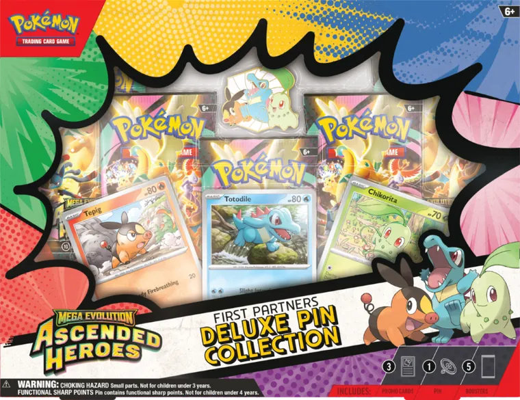Pokemon TCG: Mega Evolution, Ascended Heroes, Deluxe Pin Collection, First Partners, supliment de joc