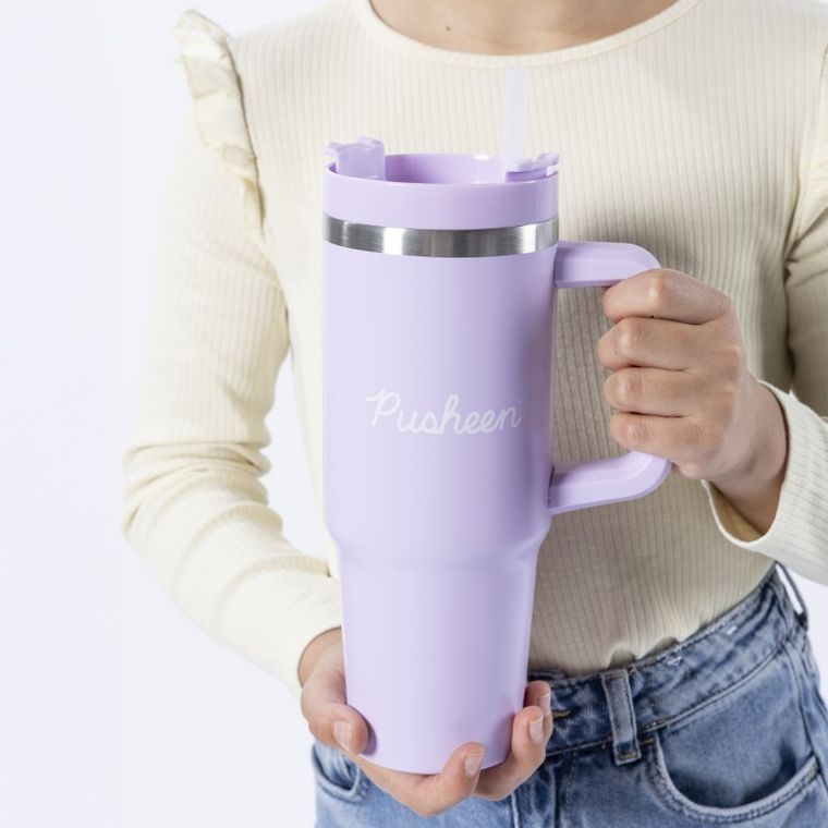 Pusheen, cana termica cu pai, 880 ml