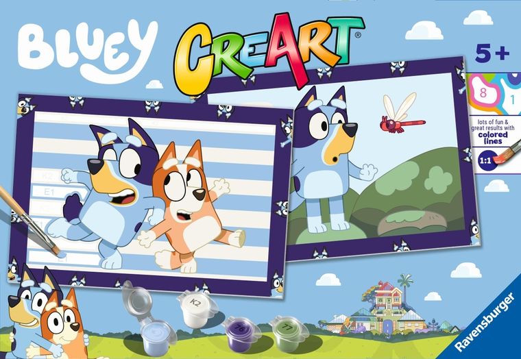 Ravensburger, CreArt, Bluey, pictura dupa numere, set creativ