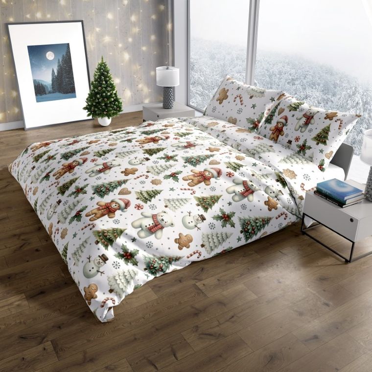 Scandic, Turta dulce de Craciun, set lenjerie de pat single pentru Craciun, 140-200 cm