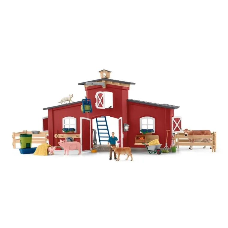 Schleich, Farm World, Grajd mare cu animale si accesorii, set, 42606