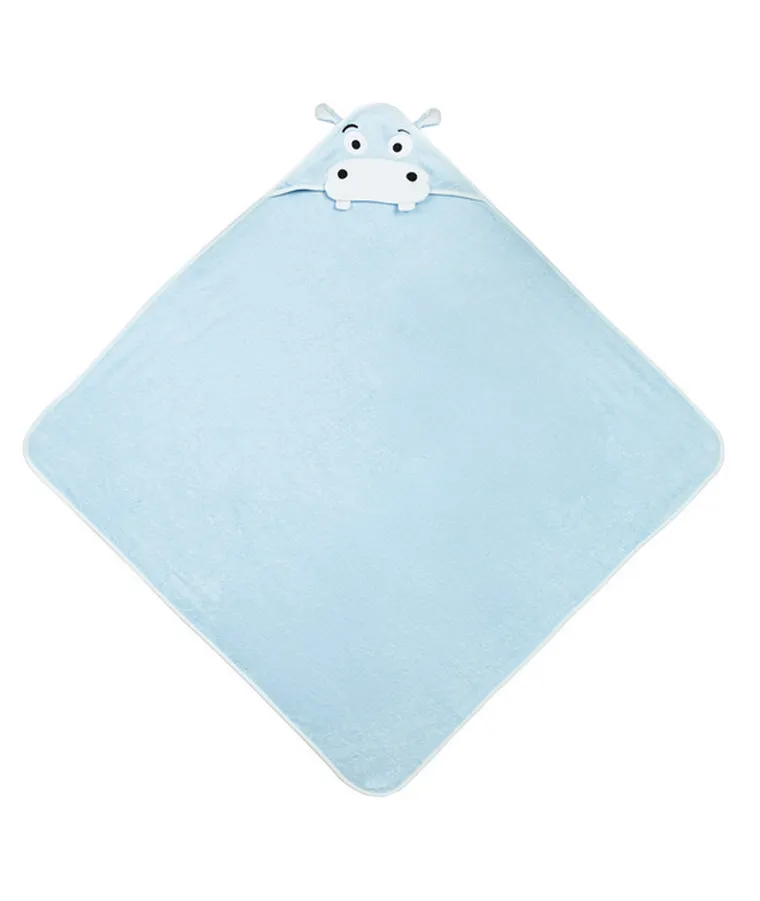 Sensillo, Water Friends, husa de baie moale cu aplicatie 3D, Hipopotam, albastru, 100-100 cm