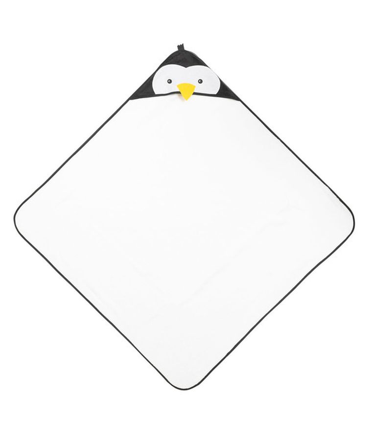 Sensillo, Water Friends, husa de baie moale cu aplicatie 3D, Pinguin, alb, 100-100 cm