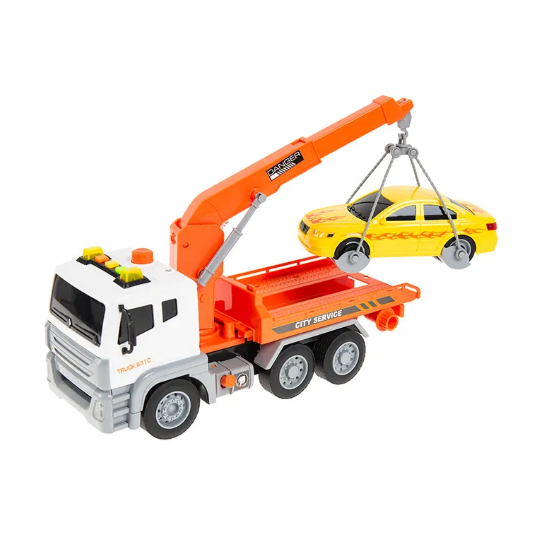 Smiki, Camion de tractare, vehicul, cu lumini si sunete, portocaliu, 1:12