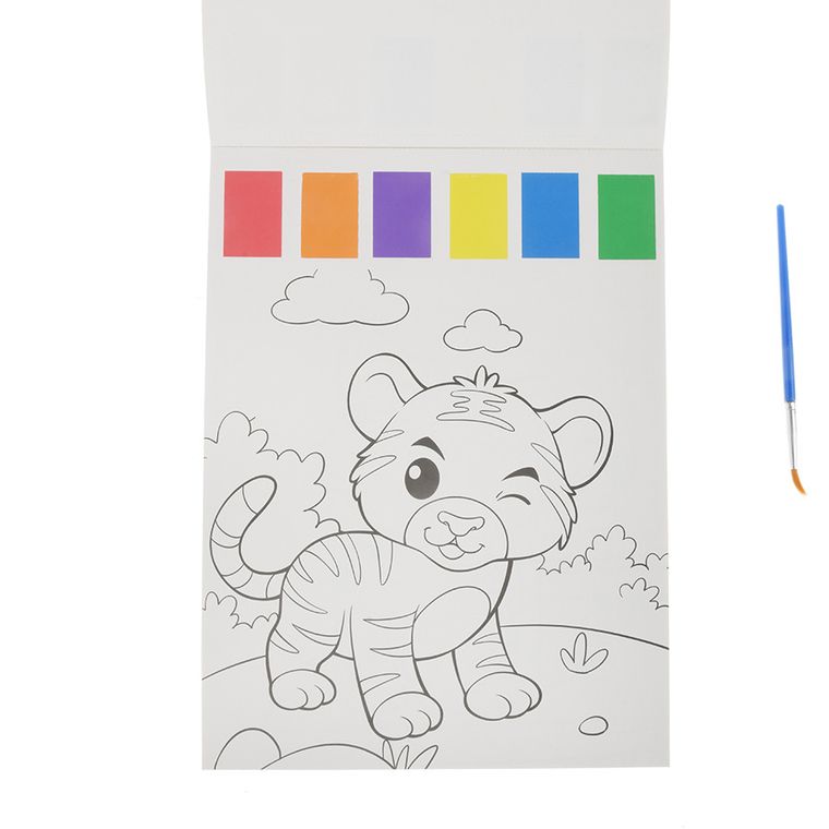 Smiki, carte magica de colorat cu apa si pensula, animalute