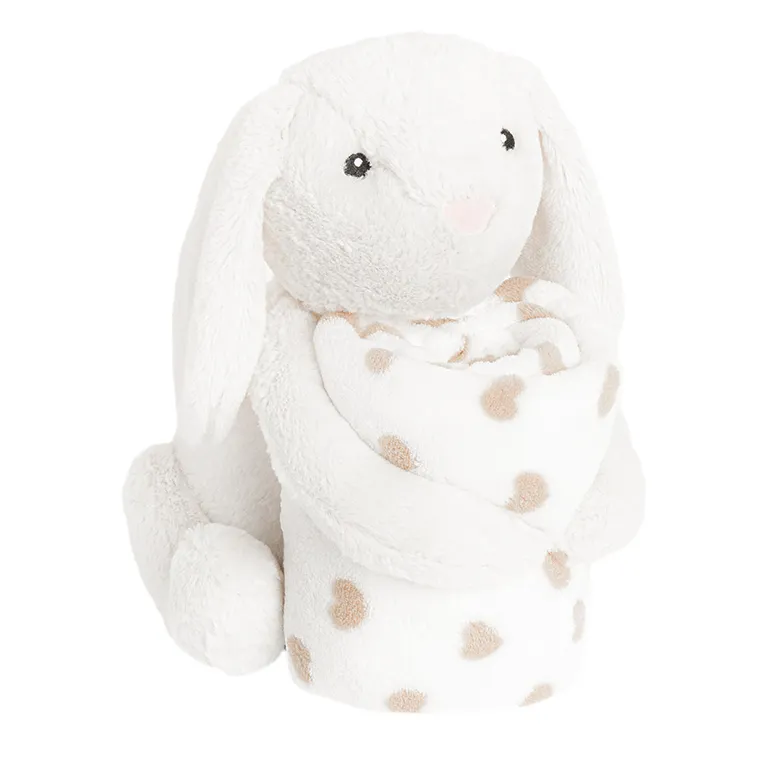 Smiki, Iepuras, jucarie de plus cu paturica, set