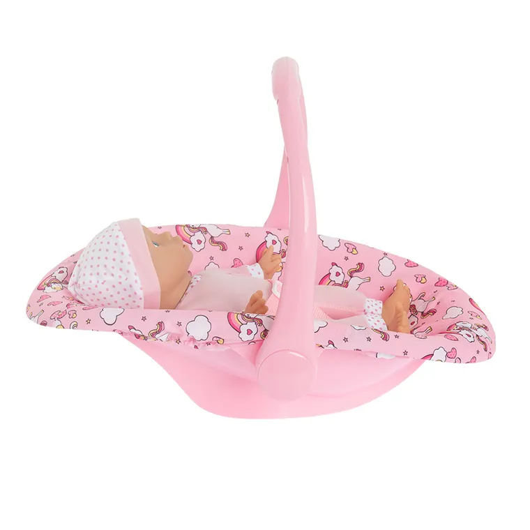 Smiki, papusa bebelus in scaun auto, unicorn