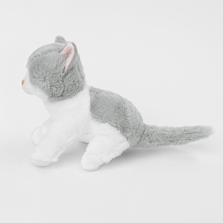 Smiki, Pisicuta, jucarie de plus, alb-gri, 22 cm