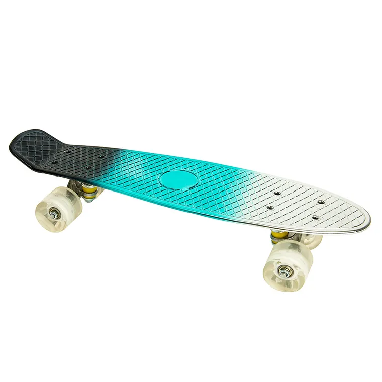 Smiki, placa skateboard tip fish cu roti LED, albastru