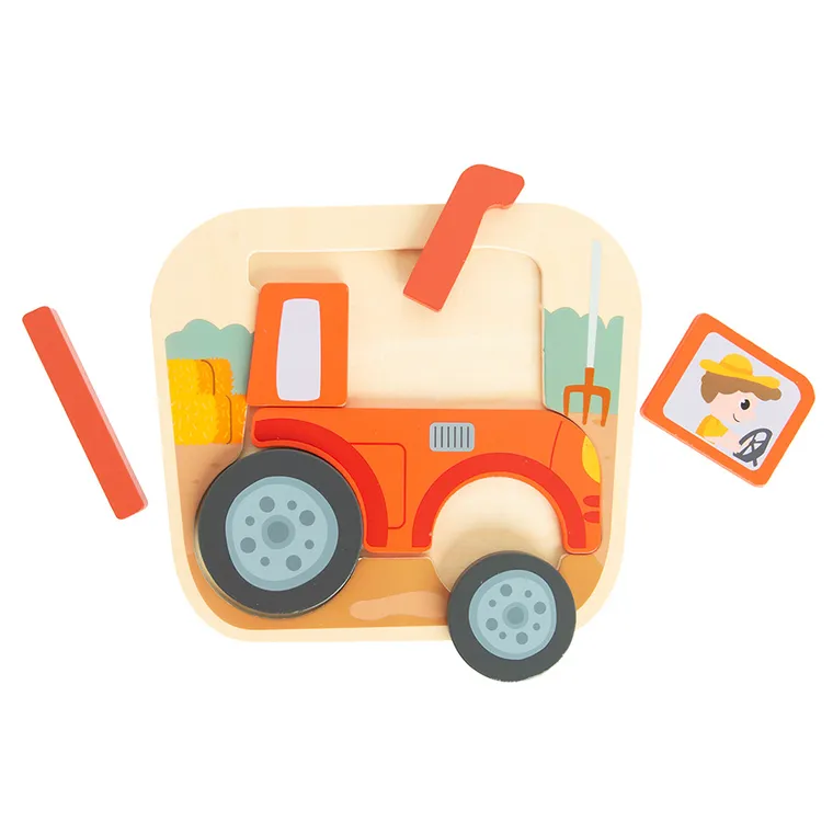 Smiki, Tractor, puzzle din lemn