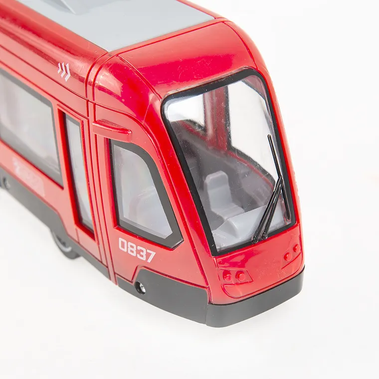 Smiki, Troleibuz, vehicul cu lumini si sunete, rosu, 1:16