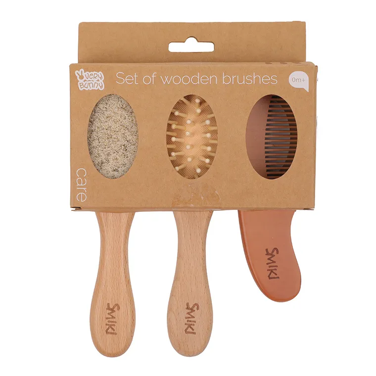 Smiki, Very Bunny, set pentru coafat, perii din lemn si pieptan