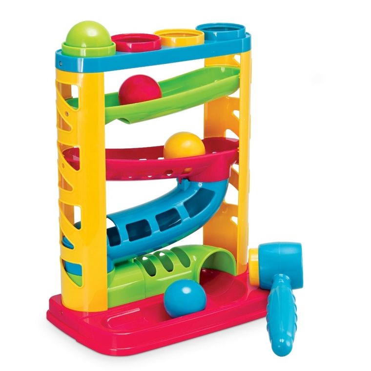 Smily Play, tobogan cu bile si ciocan, jucarie educativa