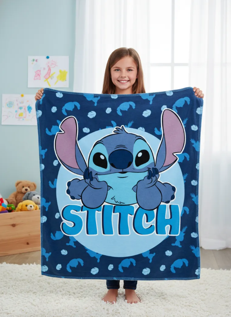 Stitch, patura polar, bleumarin, 100-140 cm