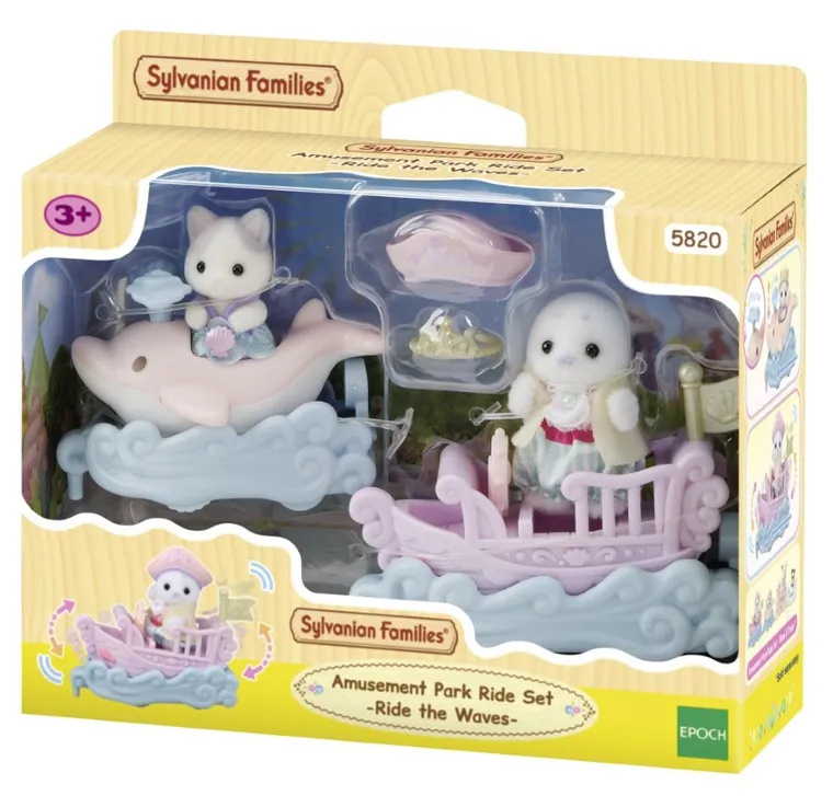 Sylvanian Families, Amusement Park Ride Set - Ride the Waves, set de joaca cu figurine, 5820