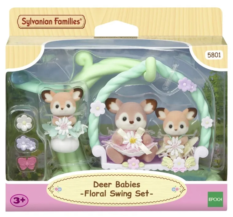 Sylvanian Families, Caprioare pe leaganul cu flori, set cu figurine, 5801