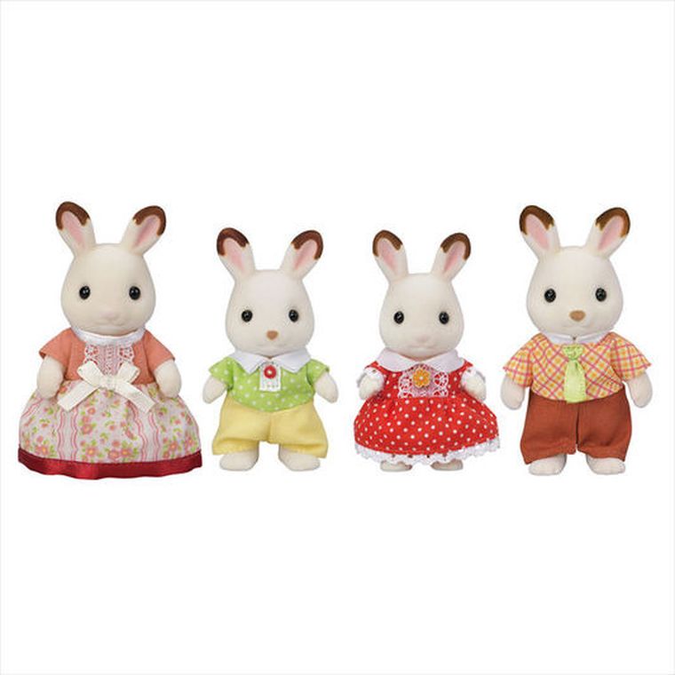 Sylvanian Families, Familia de iepurasi cu urechiuse de ciocolata, set de figurine, 5655