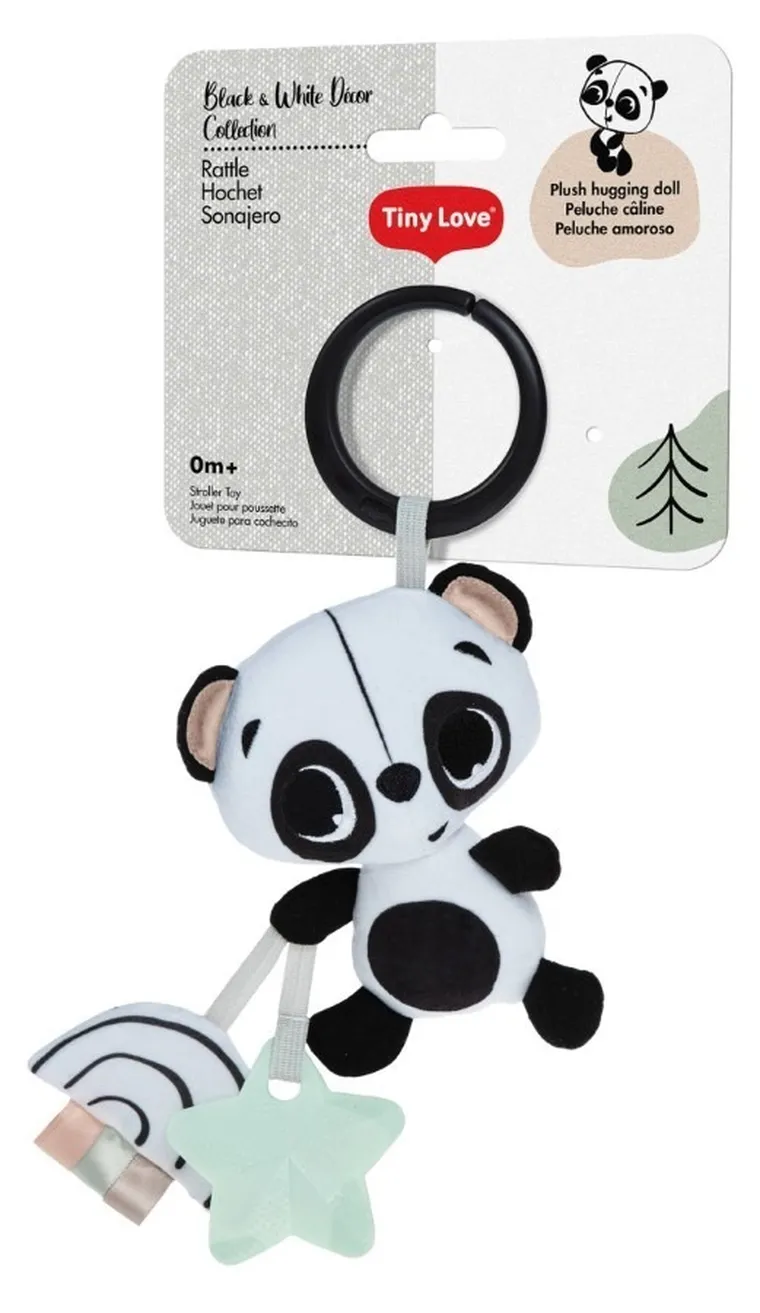 Tiny Love, Tiny Smarts, jucarie cu agatatoare, ursulet panda, alb-negru