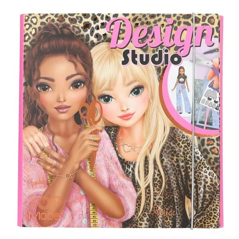 Top Model, Design Studio, set creativ cu sabloane, stickere si coli de colorat in mapa