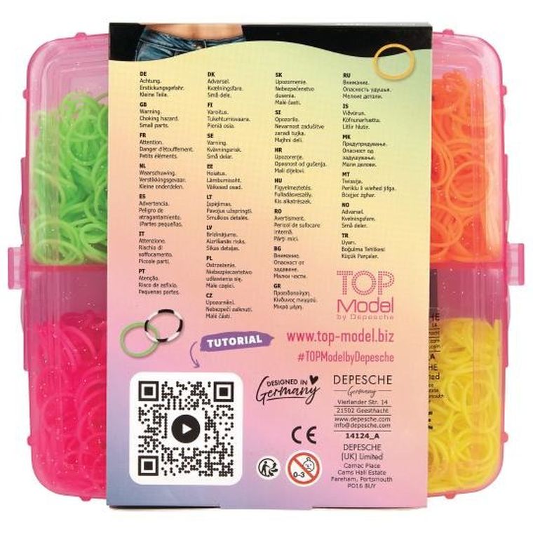 Top Model, set de elastice pentru confectionarea bratarilor, in cutie