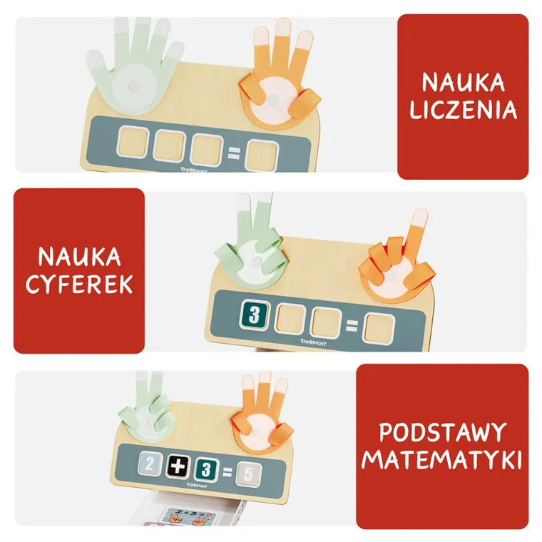 Topbright, Jucarie educationala din lemn Invatarea numararii pe degete, 36 luni