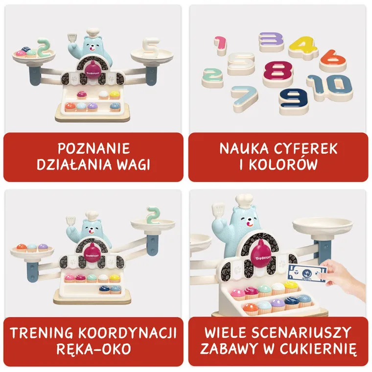 Topbright, Jucarie educationala Ursulet flamand Cantar cu balanta Montessori, 36 luni