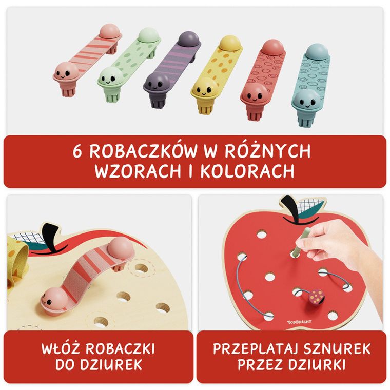 Topbright, Jucarie educativa pentru copii Viermi intr-un mar, 18 luni