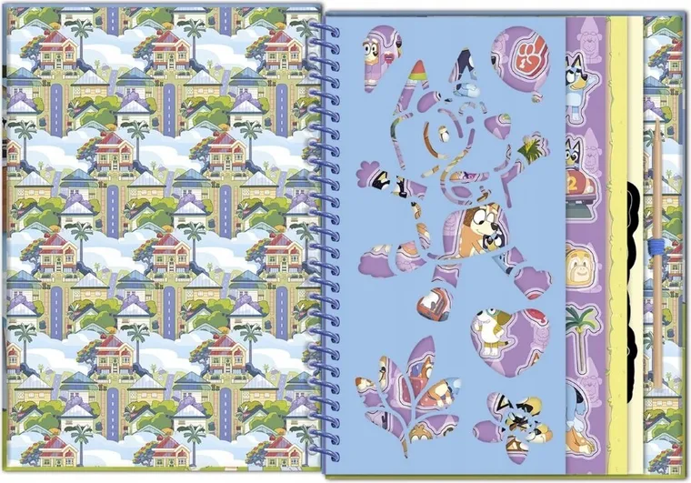 Totum, Bluey, carte de colorat si razuit cu stickere