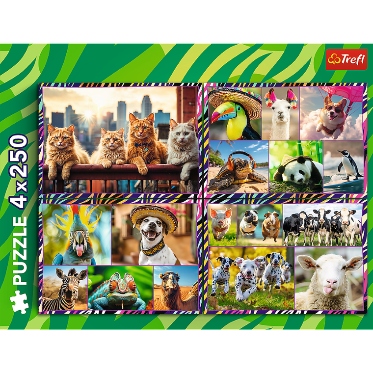 Trefl, Funny animals, puzzle, 4-250 piese
