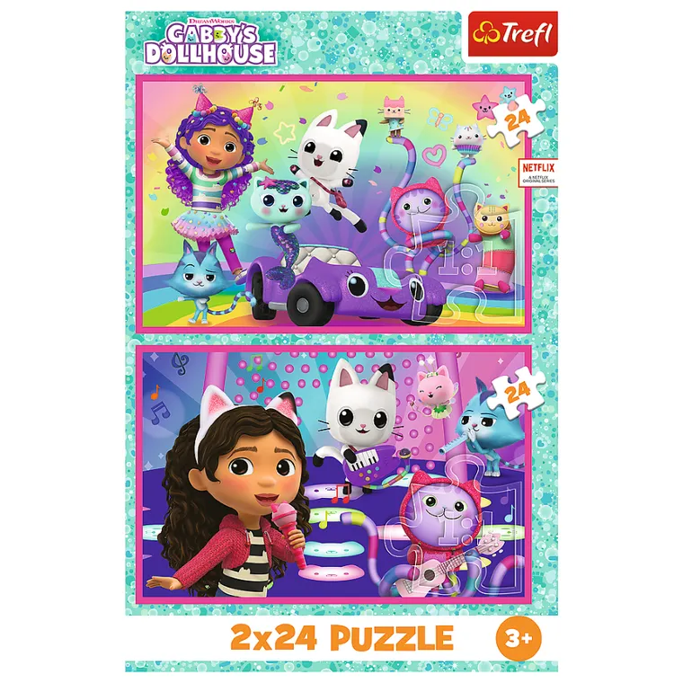 Trefl, Gabby's Dollhouse, puzzle, 2-24 piese