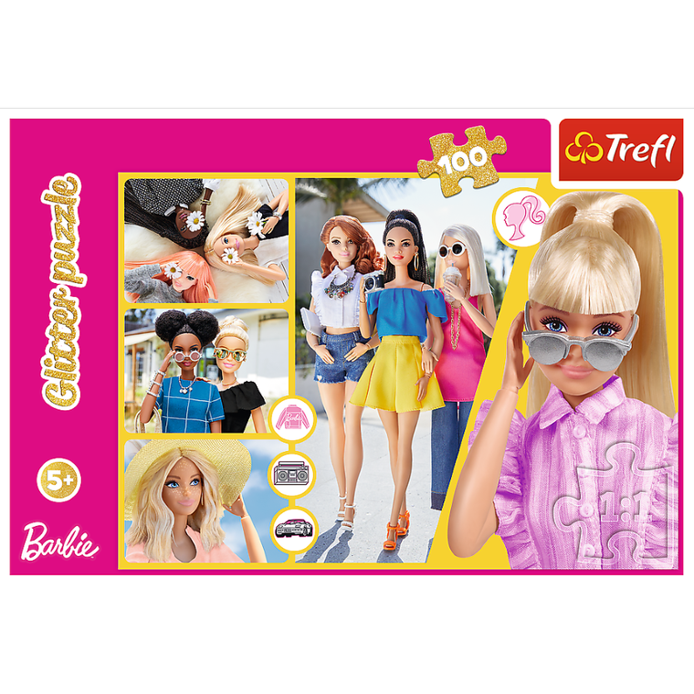 Trefl, Glitter Barbie, puzzle, 100 piese
