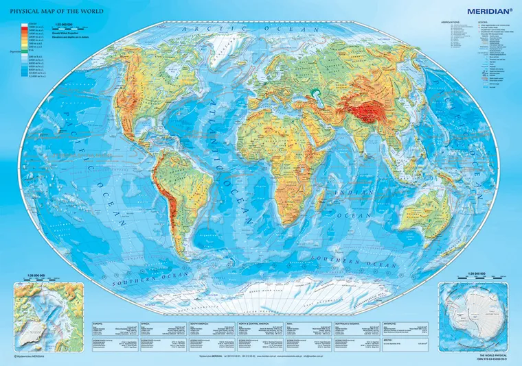 Trefl, Meridian, Harta fizica a lumii, puzzle, 1000 piese