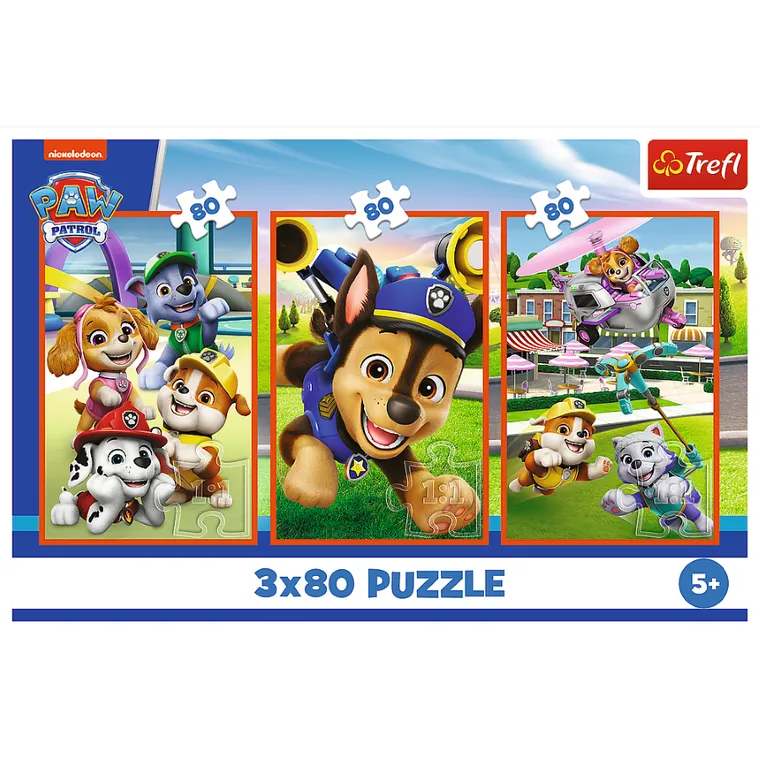 Trefl, Paw Patrol, puzzle, 3-80 piese
