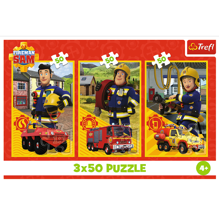 Trefl, Pompierul Sam, puzzle, 3-50 piese