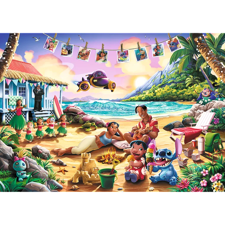 Trefl, Premium Plus, Lilo si Stitch, Beach Party, puzzle, 1000 piese