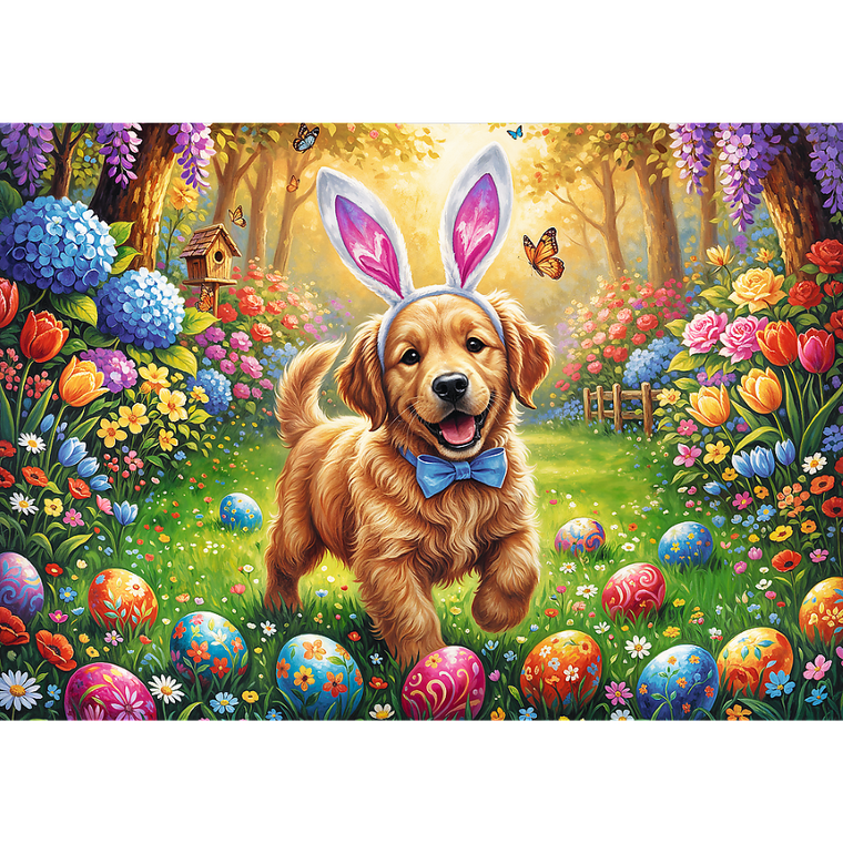 Trefl, Premium Plus, Spring Bloom, Easter Dog, puzzle, 500 piese