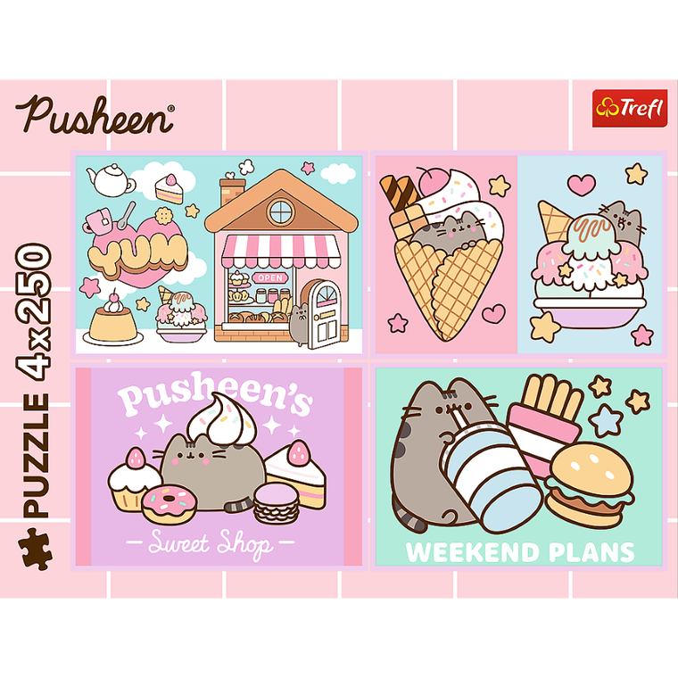 Trefl, Pusheen, puzzle, 4-250 piese