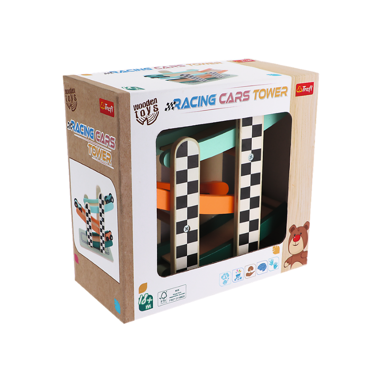 Trefl, Racing Cars Tower, jucarie educativa din lemn