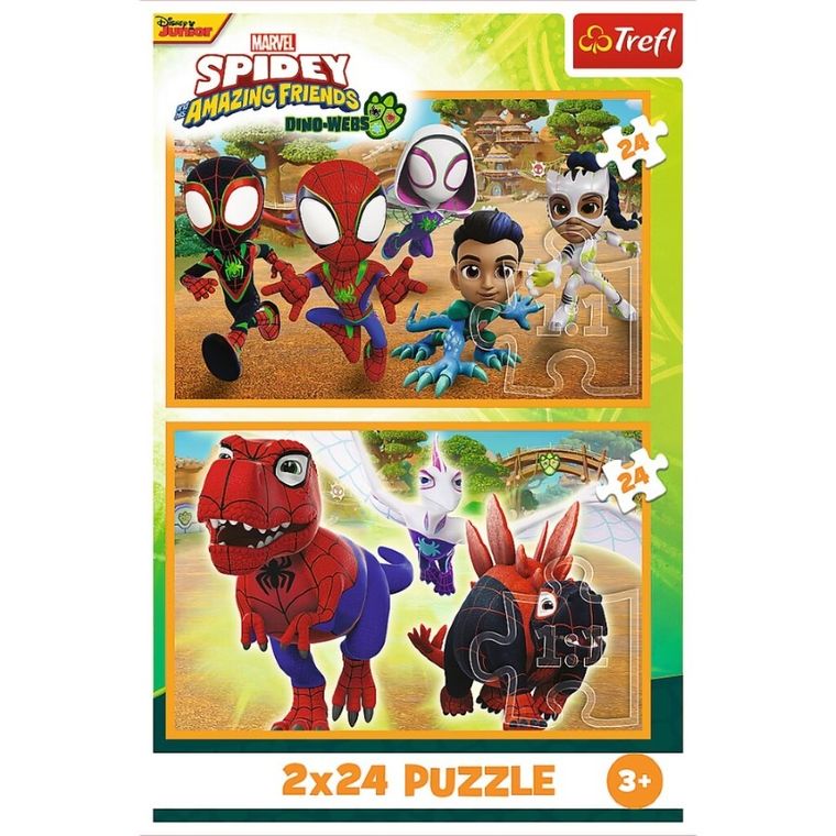 Trefl, Spidey si dinozauri, puzzle, 2-24 piese