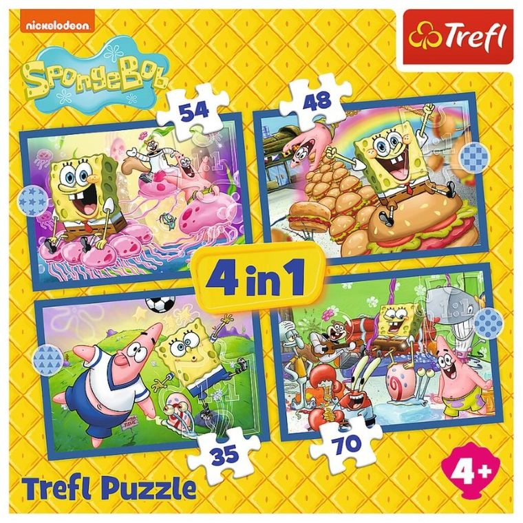 Trefl, SpongeBob, puzzle 4in1, 54+48+35+70 piese