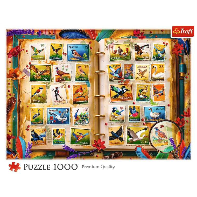 Trefl, Stamps with Birds, puzzle, 1000 piese