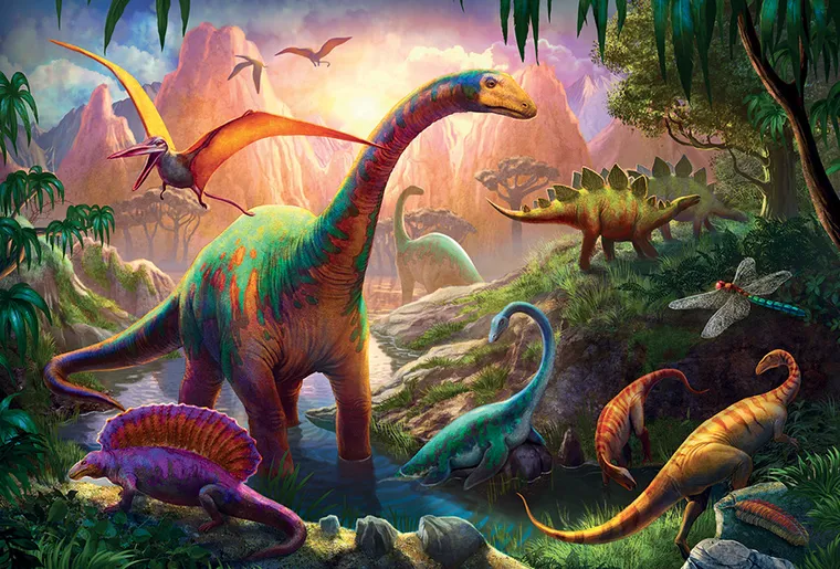 Trefl, Taramul dinozaurilor, puzzle, 100 piese