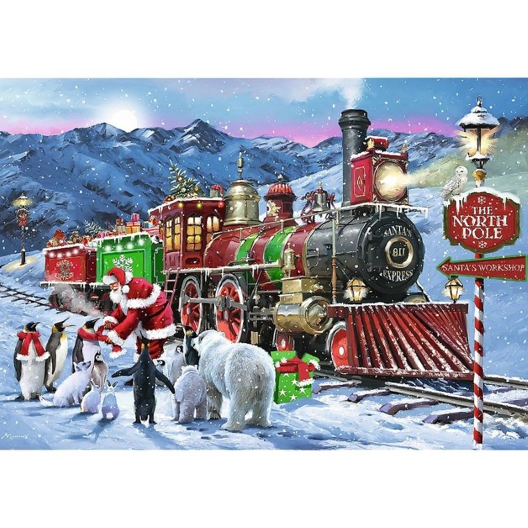 Trefl, Tea Time: Christmas Train, puzzle, 1000 piese