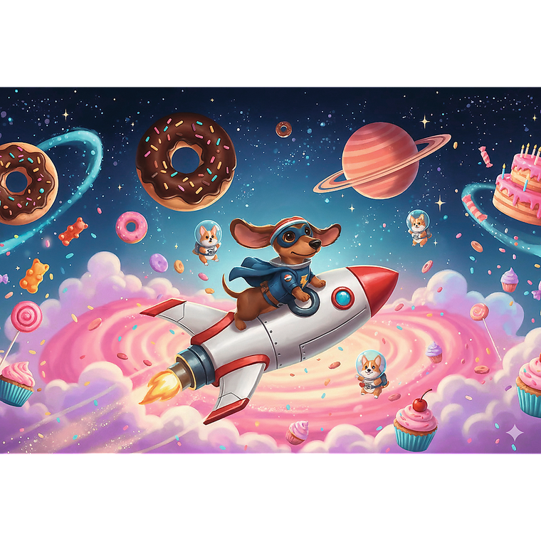 Trefl, Teckel pe o racheta, puzzle, 100 piese