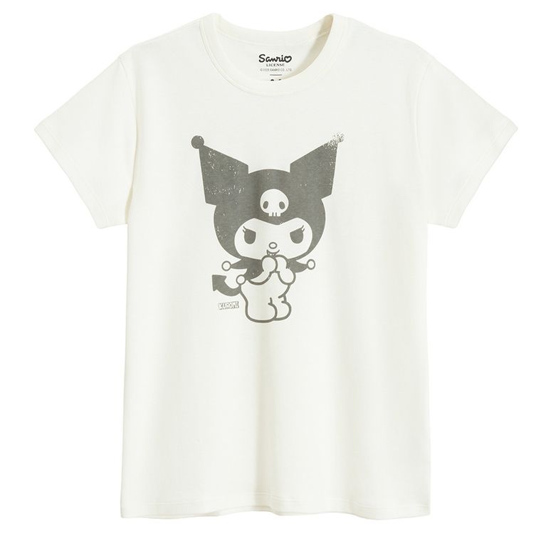 Tricou alb cu imprimeu Kuromi NOWEAR